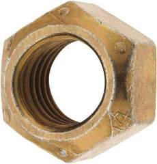Made in USA - 7/8-9 Grade C Hex Lock Nut with Distorted Thread - Zinc Yellow with Wax Finish - Industrial Tool & Supply