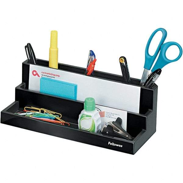 FELLOWES - Black Pearl Desk Top Organizer - Plastic - Industrial Tool & Supply