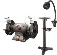 Jet - 10" Wheel Diam x 1" Wheel Width, 1-1/2 hp Grinder - 1" Arbor Hole Diam, 1 Phase, 1,720 Max RPM, 115 Volts - Industrial Tool & Supply