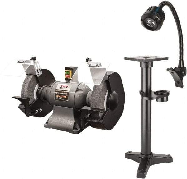 Jet - 12" Wheel Diam x 1" Wheel Width, 2 hp Grinder - 1-1/4" Arbor Hole Diam, 1 Phase, 1,720 Max RPM, 230 Volts - Industrial Tool & Supply