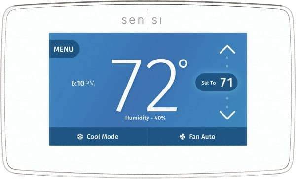 White-Rodgers - 50 to 99°F, 4 Heat, 2 Cool, Touch Screen Programmable Wi-Fi Universal Thermostat - 20 to 30 Volts, 1-1/4" Inside Depth x 1.77" Inside Height x 5-1/4" Inside Width, Horizontal Mount - Industrial Tool & Supply