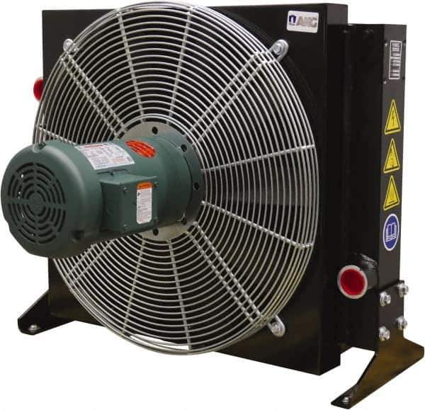 AKG Thermal Systems - SAE #20, 1 Fan Mount, Liquid-To-Air Aluminum Brazed Process Equipment Heat Exchanger - Oil Cooler, Ethylene Glycol/Water Mixture Cooler, 24.03" High x 26.38" Wide x 18" Deep, 250°F Max - Industrial Tool & Supply