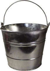 Funnel King - 12 Qt, 10" High, Galvanized Steel Round Silver Single Pail - Handle Included, 11-1/2" Top Diam - Industrial Tool & Supply