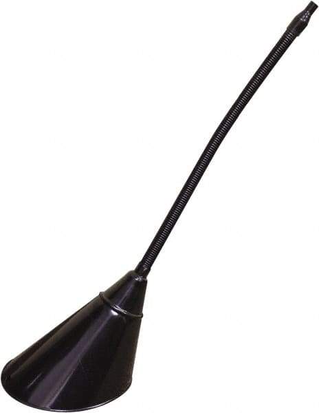 Funnel King - 2 Qt Capacity Galvanized Steel Funnel - 7" Mouth OD, 1/2" Tip OD, 17" Flexible Spout, Black - Industrial Tool & Supply