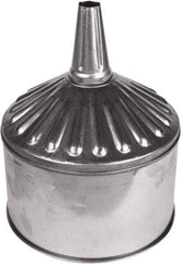 Funnel King - 8 Qt Capacity Galvanized Steel Funnel - 9-5/8" Mouth OD, 1" Tip OD, 3-1/2" Straight Spout, Silver - Industrial Tool & Supply