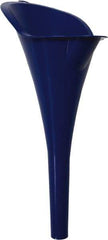 Funnel King - 1 Qt Capacity Polyethylene Funnel - 3-1/2" Mouth OD, 13/16" Tip OD, 11" Straight Spout, Blue - Industrial Tool & Supply