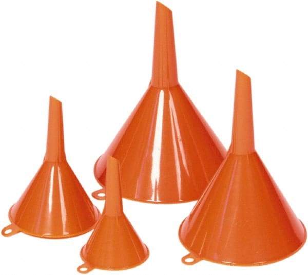 Funnel King - 0.31 Qt Capacity Polyethylene Funnel Set - Straight Spout, Orange - Industrial Tool & Supply