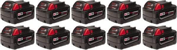 Milwaukee Tool - 18 Volt Lithium-Ion Power Tool Battery - 5 Ahr Capacity, 1 hr Charge Time, Series M18 XC RED - Industrial Tool & Supply