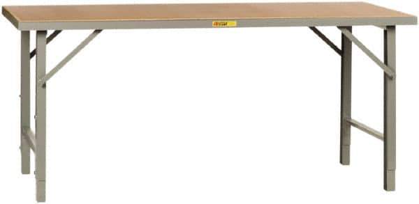 Little Giant - 72 Wide x 36" Deep x 28-1/4" High, Hardboard on Steel Heavy-Duty Folding Leg Table - Adjustable Height Legs, Gray - Industrial Tool & Supply