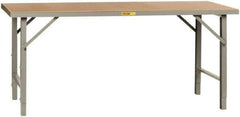 Little Giant - 84 Wide x 36" Deep x 28-1/4" High, Hardboard on Steel Heavy-Duty Folding Leg Table - Adjustable Height Legs, Gray - Industrial Tool & Supply