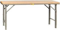 Little Giant - 72 Wide x 30" Deep x 30" High, Butcher Block Heavy-Duty Folding Leg Table - Adjustable Height Legs, Gray - Industrial Tool & Supply