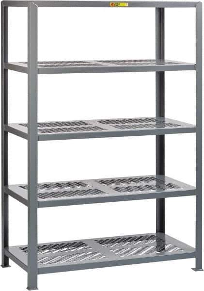 Little Giant - 5 Shelf Starter Open Steel Shelving - 7,500 Lb Capacity, 60" Wide x 72" High x 24" Deep, Gray - Industrial Tool & Supply