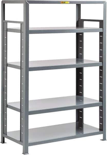 Little Giant - 5 Shelf Starter Open Steel Shelving - 7,500 Lb Capacity, 60" Wide x 72" High x 24" Deep, Gray - Industrial Tool & Supply