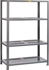 Little Giant - 4 Shelf Starter Open Steel Shelving - 6,000 Lb Capacity, 60" Wide x 72" High x 36" Deep, Gray - Industrial Tool & Supply
