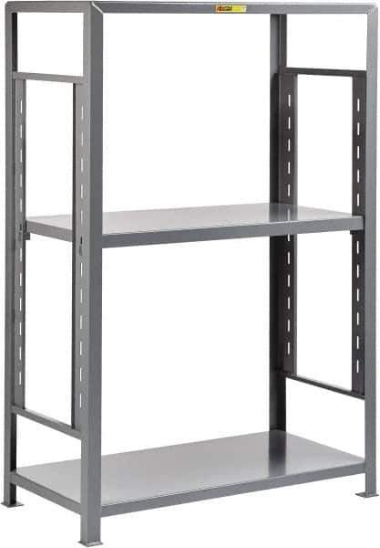 Little Giant - 3 Shelf Starter Open Steel Shelving - 4,500 Lb Capacity, 32" Wide x 72" High x 18" Deep, Gray - Industrial Tool & Supply