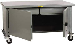 Little Giant - 3,600 Lb Capacity, 2 Shelf, 2 Drawer, 2 Door Mobile Heavy-Duty Workbench Cabinet - 72" Wide x 30" Deep x 37-1/2" High, Steel, Gray - Industrial Tool & Supply