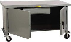 Little Giant - 3,600 Lb Capacity, 2 Shelf, 1 Drawer, 2 Door Mobile Heavy-Duty Workbench Cabinet - 72" Wide x 30" Deep x 37-1/2" High, Steel, Gray - Industrial Tool & Supply