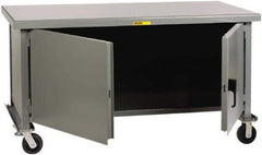 Little Giant - 3,600 Lb Capacity, 2 Shelf, 2 Door Mobile Heavy-Duty Workbench Cabinet - 48" Wide x 30" Deep x 37-1/2" High, Steel, Gray - Industrial Tool & Supply