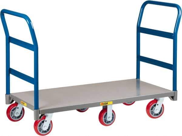 Little Giant - 3,600 Lb Capacity Steel 6-Wheeled Platform Truck - Steel Deck, 30" OAW, 72" Platform Length x 9" Platform Height, Polyurethane Casters - Industrial Tool & Supply