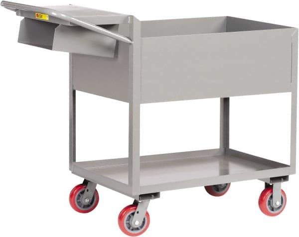 Little Giant - 3,600 Lb Capacity, 24" Wide x 64" Long x 41" High Deep Shelf Cart - 2 Shelf, Steel, Polyurethane Casters - Industrial Tool & Supply