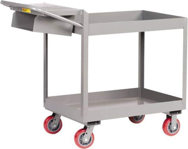 Little Giant - 3,600 Lb Capacity, 24" Wide x 64" Long x 41" High Deep Shelf Cart - 2 Shelf, Steel, Polyurethane Casters - Industrial Tool & Supply