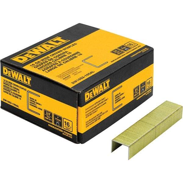 DeWALT - 3/4" Long x 1/16" Wide, 16 Gauge Crowned Construction Staple - Steel, Galvanized Finish - Industrial Tool & Supply