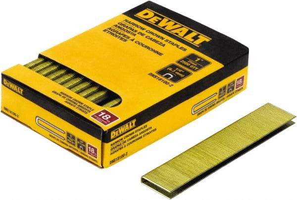 DeWALT - 1" Long x 1/4" Wide, 18 Gauge Crowned Construction Staple - Steel, Copper Finish, Chisel Point - Industrial Tool & Supply