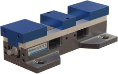 Jergens - 4" Jaw Width, 14.4" Max Jaw Opening, Manual Self Centering Vise - 7,200 Max Operating psi, 2.2" Stroke Length, 16" OAL x 6" OAW x 4" OAH - Industrial Tool & Supply