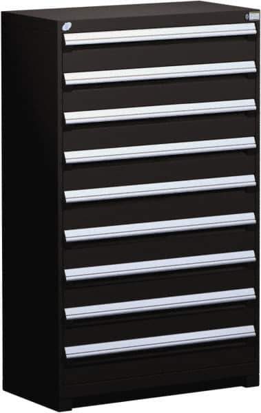 Rousseau Metal - 9 Drawer, Modular Storage Cabinet - Steel, 48" Wide x 27" Deep x 60" High, Black - Industrial Tool & Supply