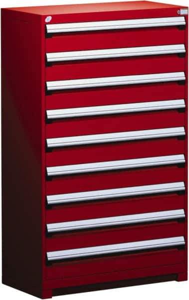 Rousseau Metal - 9 Drawer, Modular Storage Cabinet - Steel, 48" Wide x 27" Deep x 60" High, Flame Red - Industrial Tool & Supply