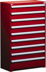 Rousseau Metal - 9 Drawer, Modular Storage Cabinet - Steel, 48" Wide x 27" Deep x 60" High, Flame Red - Industrial Tool & Supply