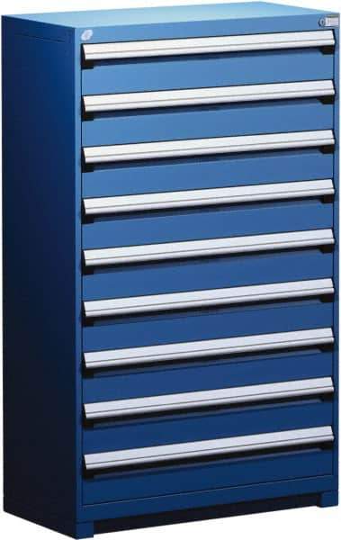 Rousseau Metal - 9 Drawer, Modular Storage Cabinet - Steel, 48" Wide x 27" Deep x 60" High, Avalanche Blue - Industrial Tool & Supply