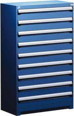 Rousseau Metal - 9 Drawer, Modular Storage Cabinet - Steel, 48" Wide x 27" Deep x 60" High, Avalanche Blue - Industrial Tool & Supply