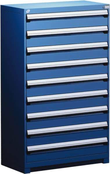 Rousseau Metal - 9 Drawer, Modular Storage Cabinet - Steel, 48" Wide x 24" Deep x 60" High, Avalanche Blue - Industrial Tool & Supply