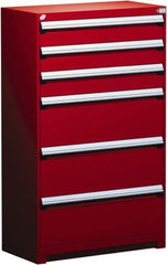 Rousseau Metal - 6 Drawer, Modular Storage Cabinet - Steel, 48" Wide x 27" Deep x 60" High, Flame Red - Industrial Tool & Supply