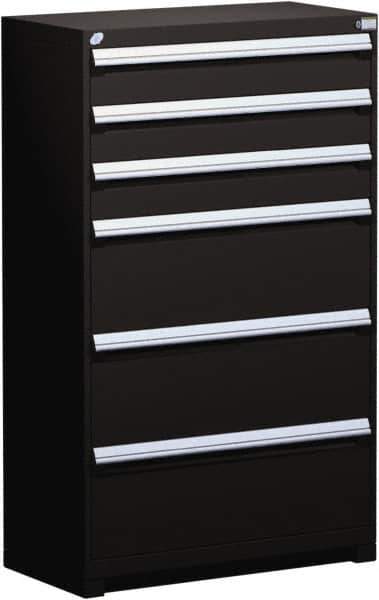 Rousseau Metal - 6 Drawer, Modular Storage Cabinet - Steel, 48" Wide x 27" Deep x 60" High, Black - Industrial Tool & Supply