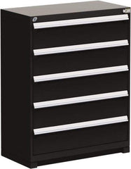 Rousseau Metal - 5 Drawer, Modular Storage Cabinet - Steel, 48" Wide x 27" Deep x 46" High, Black - Industrial Tool & Supply