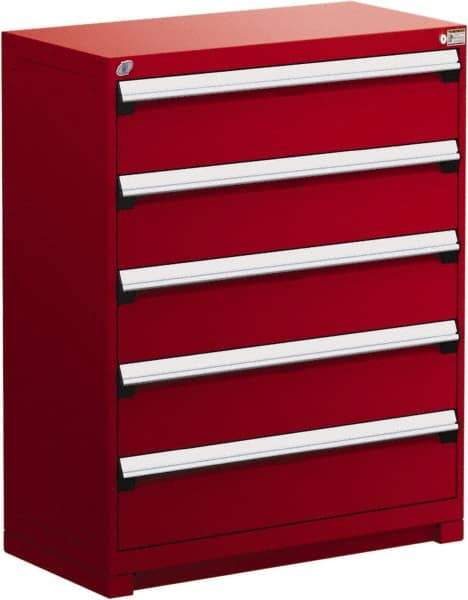Rousseau Metal - 5 Drawer, Modular Storage Cabinet - Steel, 48" Wide x 27" Deep x 46" High, Flame Red - Industrial Tool & Supply