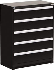 Rousseau Metal - 5 Drawer, Modular Storage Cabinet - Steel, 48" Wide x 24" Deep x 46" High, Black - Industrial Tool & Supply