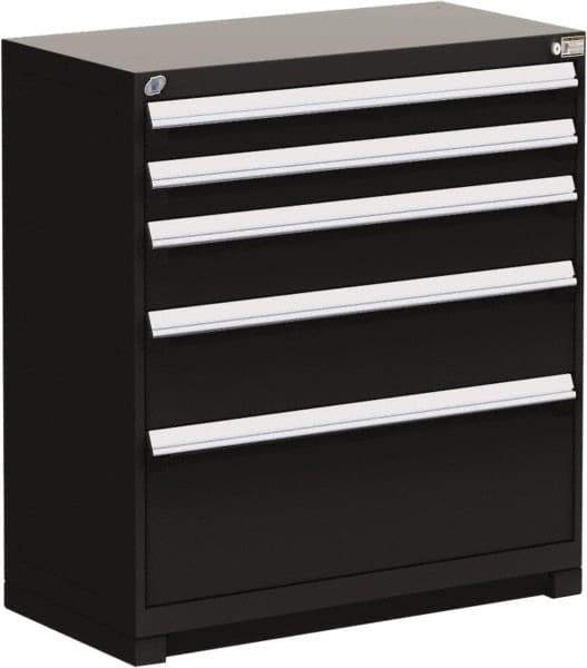 Rousseau Metal - 5 Drawer, Modular Storage Cabinet - Steel, 48" Wide x 27" Deep x 40" High, Black - Industrial Tool & Supply