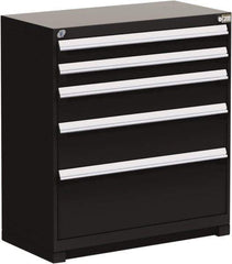 Rousseau Metal - 5 Drawer, Modular Storage Cabinet - Steel, 48" Wide x 27" Deep x 40" High, Black - Industrial Tool & Supply