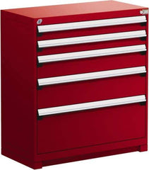 Rousseau Metal - 5 Drawer, Modular Storage Cabinet - Steel, 48" Wide x 27" Deep x 40" High, Flame Red - Industrial Tool & Supply