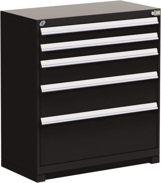 Rousseau Metal - 5 Drawer, Modular Storage Cabinet - Steel, 48" Wide x 24" Deep x 40" High, Black - Industrial Tool & Supply