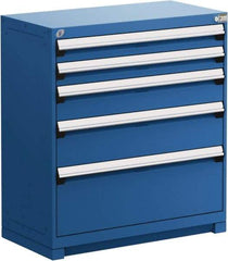 Rousseau Metal - 5 Drawer, Modular Storage Cabinet - Steel, 48" Wide x 24" Deep x 40" High, Avalanche Blue - Industrial Tool & Supply