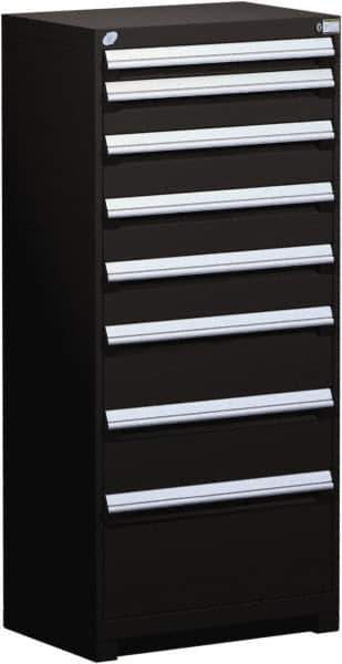 Rousseau Metal - 8 Drawer, Modular Storage Cabinet - Steel, 36" Wide x 24" Deep x 60" High, Black - Industrial Tool & Supply