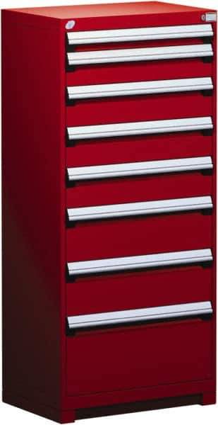 Rousseau Metal - 8 Drawer, Modular Storage Cabinet - Steel, 36" Wide x 24" Deep x 60" High, Flame Red - Industrial Tool & Supply