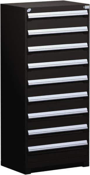 Rousseau Metal - 9 Drawer, Modular Storage Cabinet - Steel, 36" Wide x 24" Deep x 60" High, Black - Industrial Tool & Supply