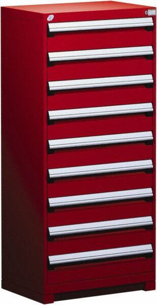 Rousseau Metal - 9 Drawer, Modular Storage Cabinet - Steel, 36" Wide x 24" Deep x 60" High, Flame Red - Industrial Tool & Supply