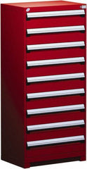 Rousseau Metal - 9 Drawer, Modular Storage Cabinet - Steel, 36" Wide x 24" Deep x 60" High, Flame Red - Industrial Tool & Supply