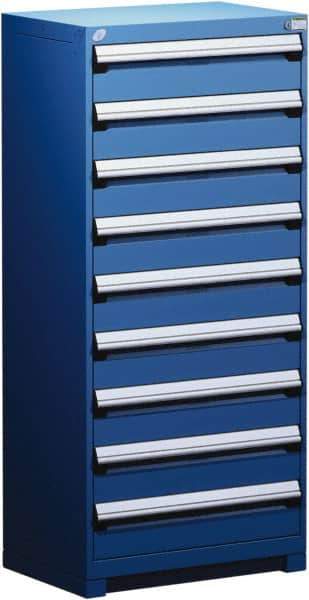 Rousseau Metal - 9 Drawer, Modular Storage Cabinet - Steel, 36" Wide x 24" Deep x 60" High, Avalanche Blue - Industrial Tool & Supply